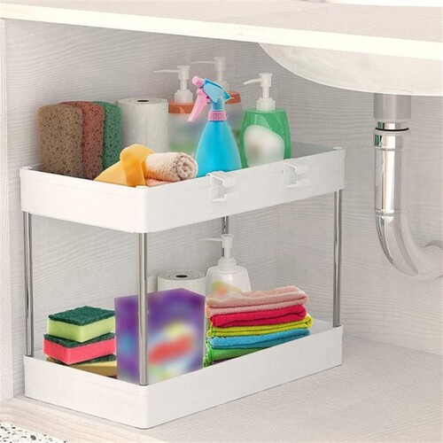 2-Tier Utility Rolling Storage Cart Mobile-Trolley Space-Sav