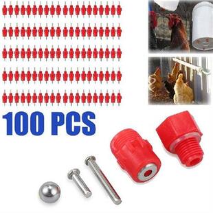 100 Pcs Spring Type Chicken Red Nipples Drinking Chicken