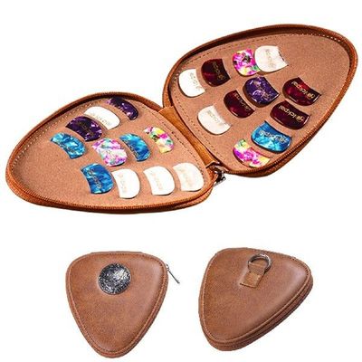 Guitar Pick Holder Case PU Leather Guitar Plectrums Bag