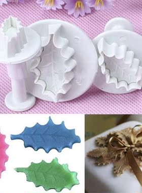 3 Pc/Set 3D Christmas Holly Leaves Cookie Cutter Leaf Fondan