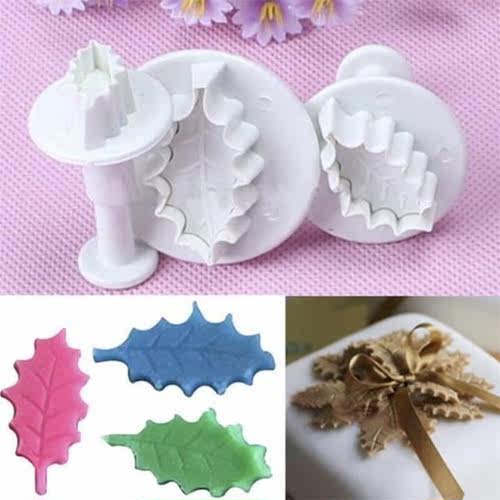 3 Pc/Set 3D Christmas Holly Leaves Cookie Cutter Leaf Fondan