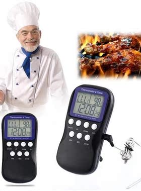 Mini Black Food Probe Oven Thermometer Timer Temperature Sen
