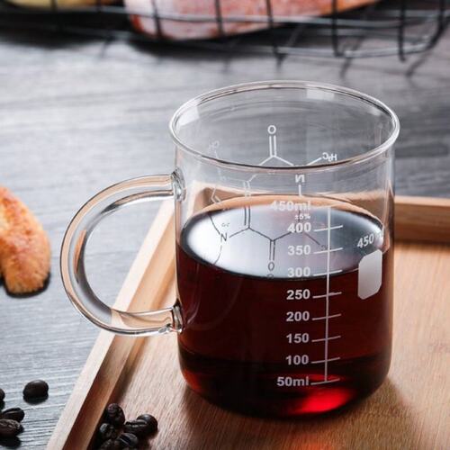 Caffeine Beaker Mug Graduated Beaker Mug with Handle Borosil