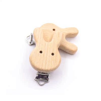 5PCS Wooden Rabbit Pacifier Clip Baby Accessories Wooden Ani