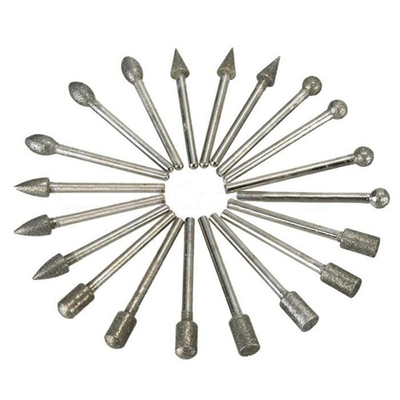 20pcs Electroplated Diamond Burs Abrasive Grinding Heads 6mm