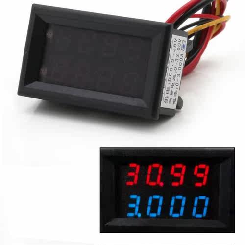 4 Bit 0-33V 0-3A DC Voltmeter Ammeter Digital LED Dual Displ
