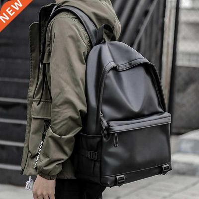 New Fashion Men Leather Backpack Black School Bags for Teena