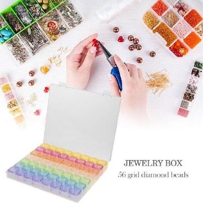 56 Grids Jewelry Box Diamond Embroidery Crystal Bead