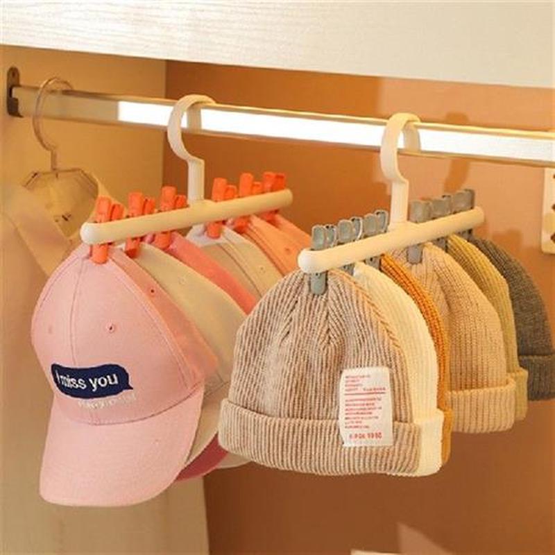 2pcs 6 Clips Hats Socks Organizer Rack Hanging Peaked Cap
