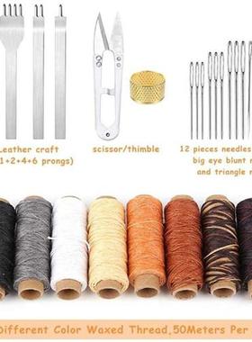 27PCS Leather Working Kit Prong Punch Large-Eye Stitching Ne
