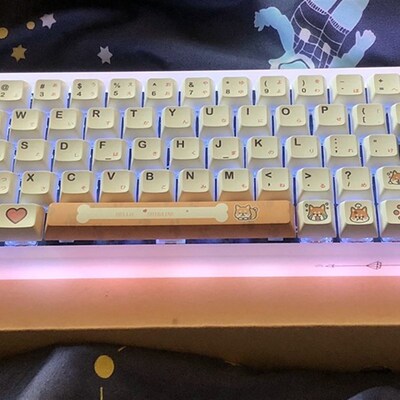 Shiba Inu Dog Bone Design XDA PBT Keycaps  Cherry Switch Mec