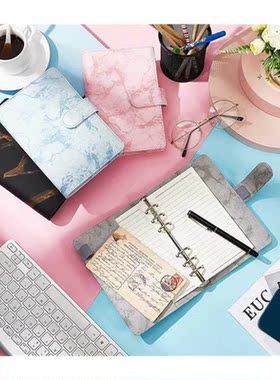 A6 PU Notebook Binder Marble Refillable Binder With Magnetic