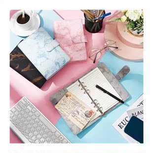 A6 PU Notebook Binder Marble Refillable Binder With Magnetic