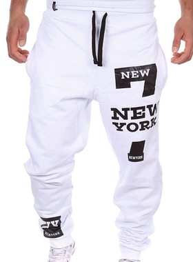 Men Print New York Fashion Sports Pants Long Casual Drawstri