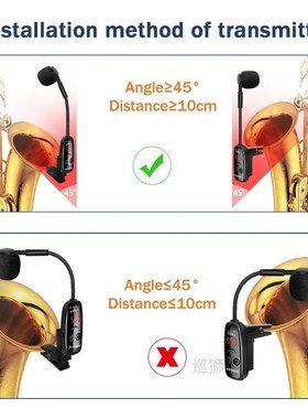 UHF Wireless Saxophone Microphone System Clip on Musical Ins