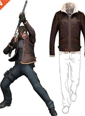 Biohazard Resident 4 Leon S Kennedy Evil Costume Leather Coa