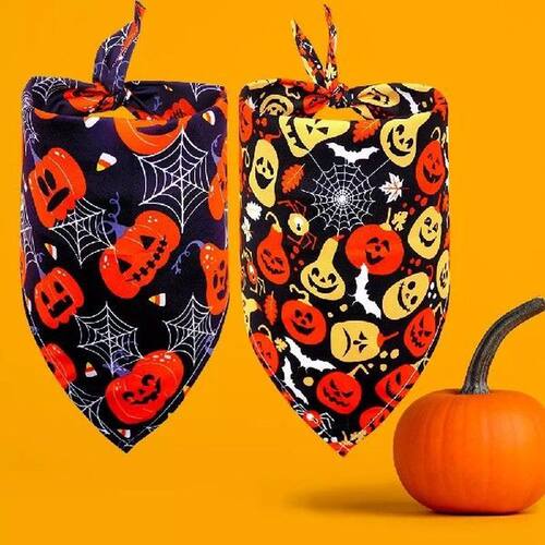60pcs Halloween Pet Dog Bandanas Scarf  Adjustable Dog