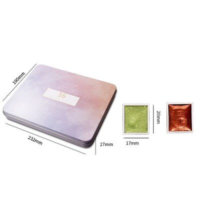 Metallic Watercolor Set 36 Colors Pearlescent Solid Waterco