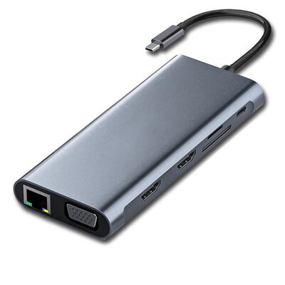 12-In-1 Type-C Docking Station USB-C To Dual HDMI-Compatible