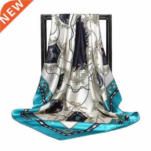 Silk Scarves for Women Print Foulard Satin Square Head Hijab