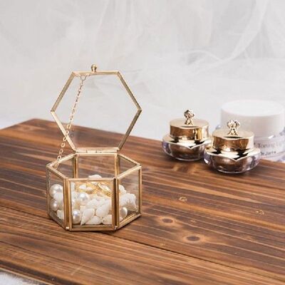 1PC Geometrical Clear Glass Jewelry Box Jewelry Organize