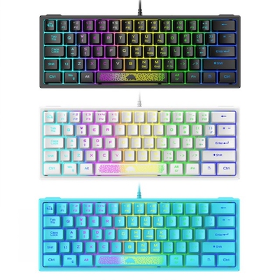 RGB Backlit Wired Keyboard 62 Keys Ergonomic Gaming Mechanic