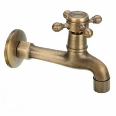 Antique Brass Gold Single Cold Faucet Wall Mounted Bathroom