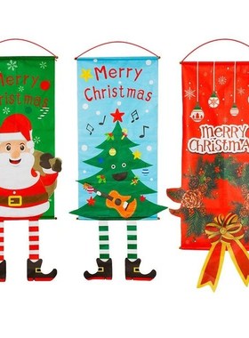 Christmas Garlands Hanging Banner Door Decor Santa Claus Sno
