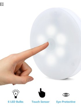 New 6 LED Bedside Table Lamps Touch Lamp Night Light battery
