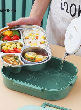 Portable Kids Lunch Box With Compartment 18/8 Stainless Stee