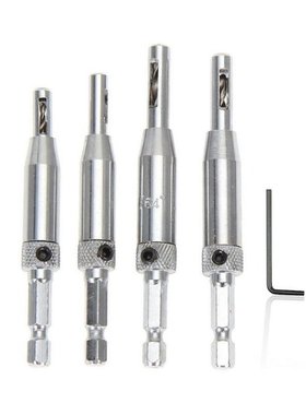 4pcs/set Center Drill Bit Doors Self Centering Hinge Tapper
