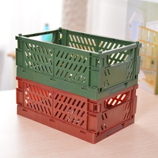 4Pcs Collapsible Basket Folding Storage Box Crate Plastic