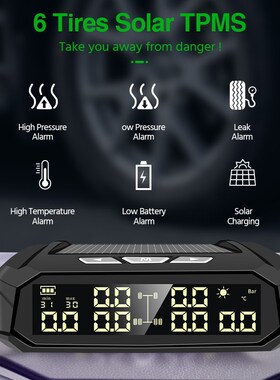 E-ACE K10 Solar TPMS Car Tire Pressure Alarm Monitor System