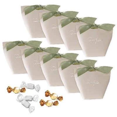 25pcs Baptism Candy Holders With Ribbons Paper Simple