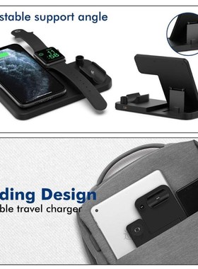 4 in 1 Wireless Charger Station Qi  Charging Stand for i