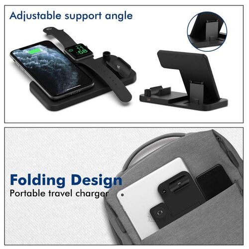 4 in 1 Wireless Charger Station Qi  Charging Stand for i