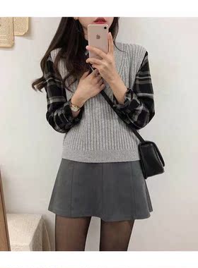 winter knitted top pullover v neck sleeveless design korea