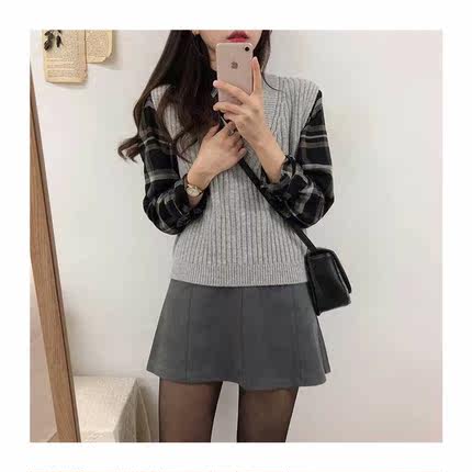 winter knitted top pullover v neck sleeveless design korea
