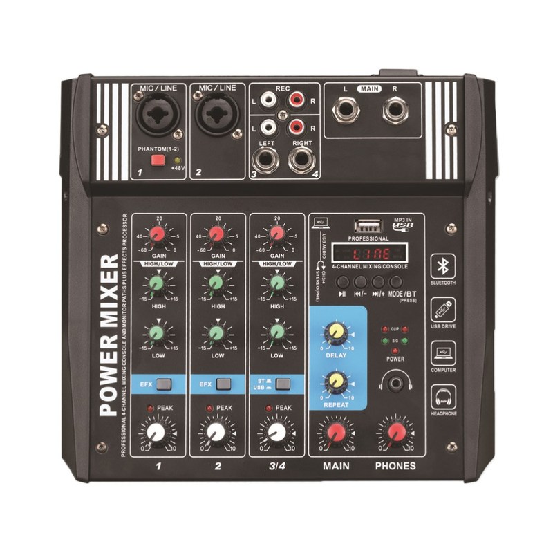 Professional Powered Audio Mixer Bluetooth DJ Mixer Console