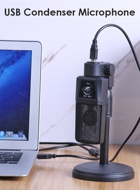 USB Condenser Microphone Cardioid PC Mic with Desktop Stand