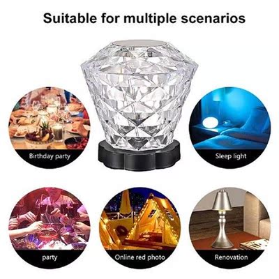 16 Colours Crystal Night Light LED Atmosphere Rechargeable