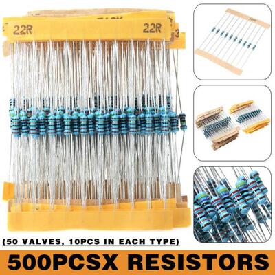Mayitr 500Pcs/Set Metal Film Resistors 50 Values Resistors 1