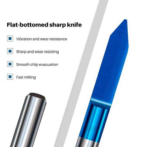 PCB 3D Milling Cutter 3.175 Shank Blue Coating Tungsten Carb