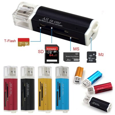 4 In 1 USB 2.0 Lighter Shape Card Reader TF/Mirco SD Smart