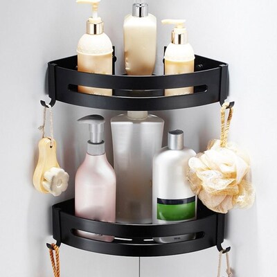 Bathroom Corner Shelf Triangular Toilet Rack Organizer Drain