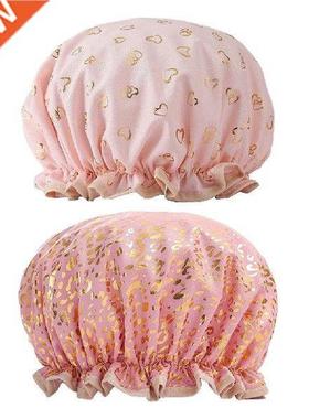 2pcs Double Layer Cute Fashionable Bathing Shower Cap Hair