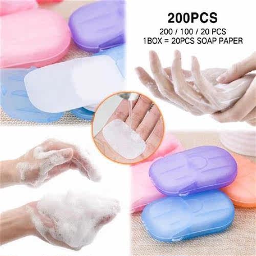 100PCS Travel Soap Paper Washing Hand Bath Clean Scented