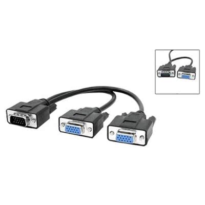 15 Pin VGA male To 2 VGA female Y Splitter cable SVGA Monito