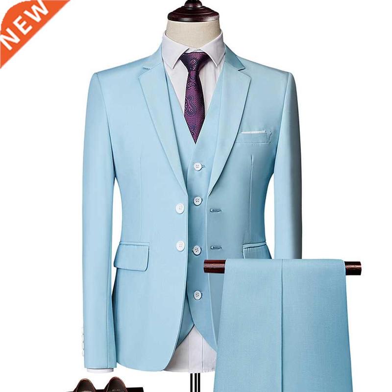 (Blazer Pants Ve) Classic Men Suits Slim Wedding Groom Wea