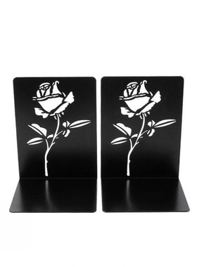 1pair  Out File Divider Alloy Book End Rose Design L Shape H